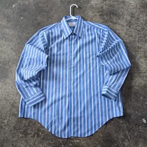 New Vintage 70s Arrow Belmont Shirt Mens XL 17 Blue Striped Sanforized Bard